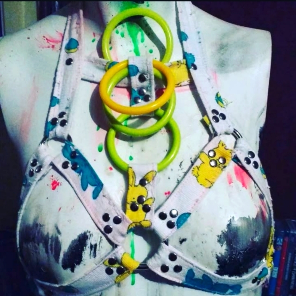 OOAK NWOT HANDMADE BUNNY PRINT CHEST HARNESS